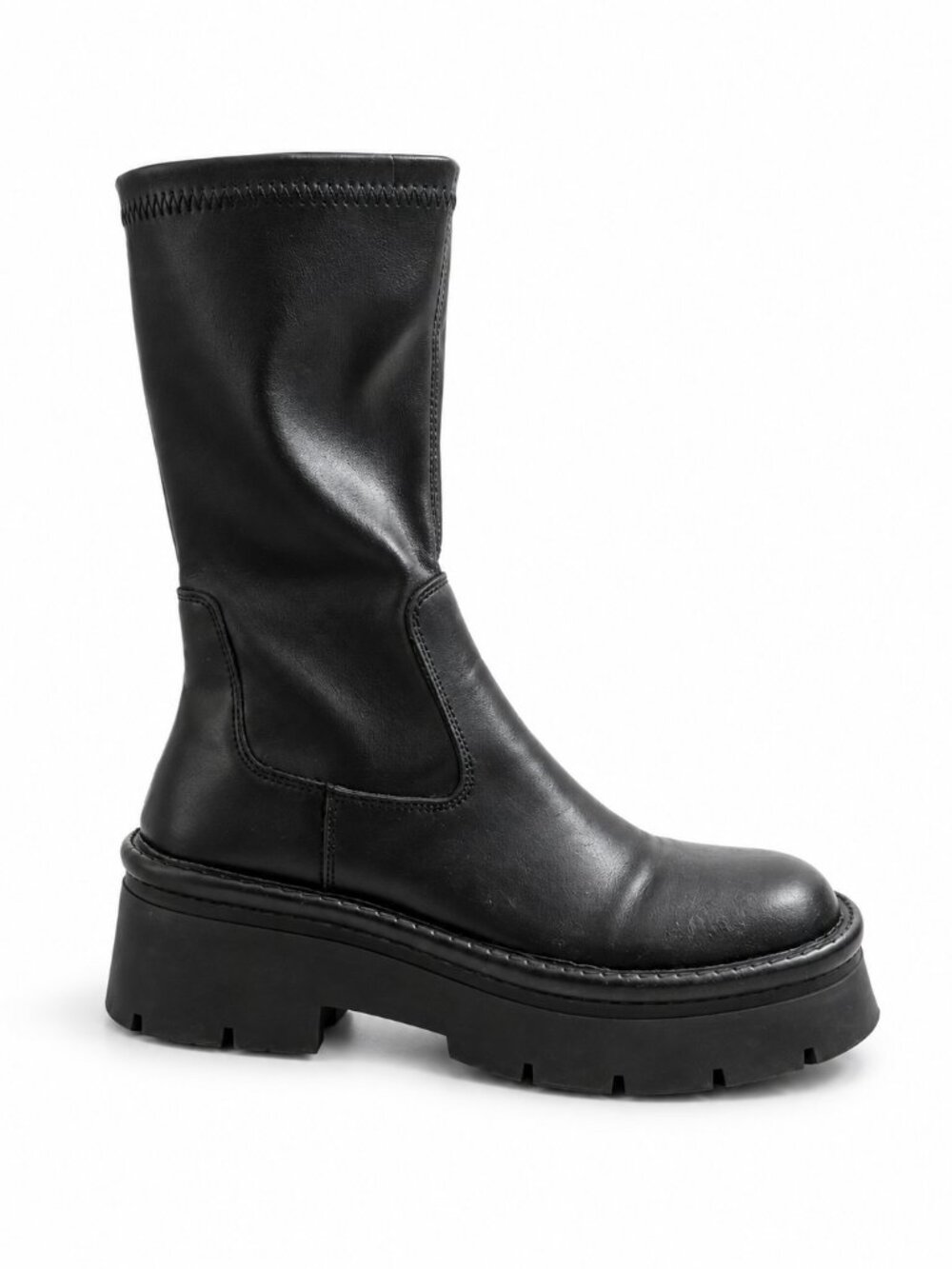 Mango Track Outsoles Boots Black Platform Lug Sole Fall Fashion (Size EU 38)